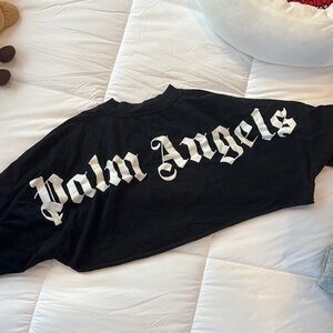 Palm Angels Black designer Graphic Crop Top